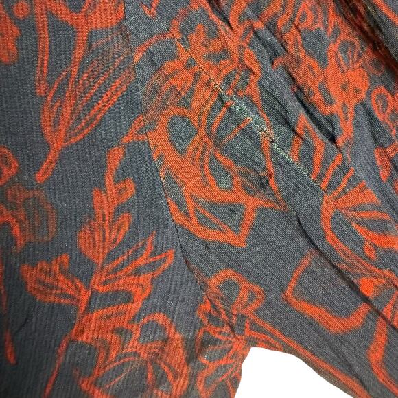 Jason Wu Navy Red Floral Print Tie Neck Long Sleeve Midi Shirt Dress Size 8 - Picture 14 of 16